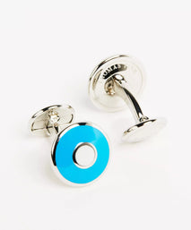 Blue Silver Finish Enamel Target Cufflinks