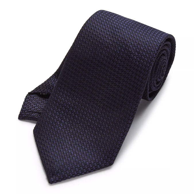 Navy Blue Tonal Textured Woven Silk Tie