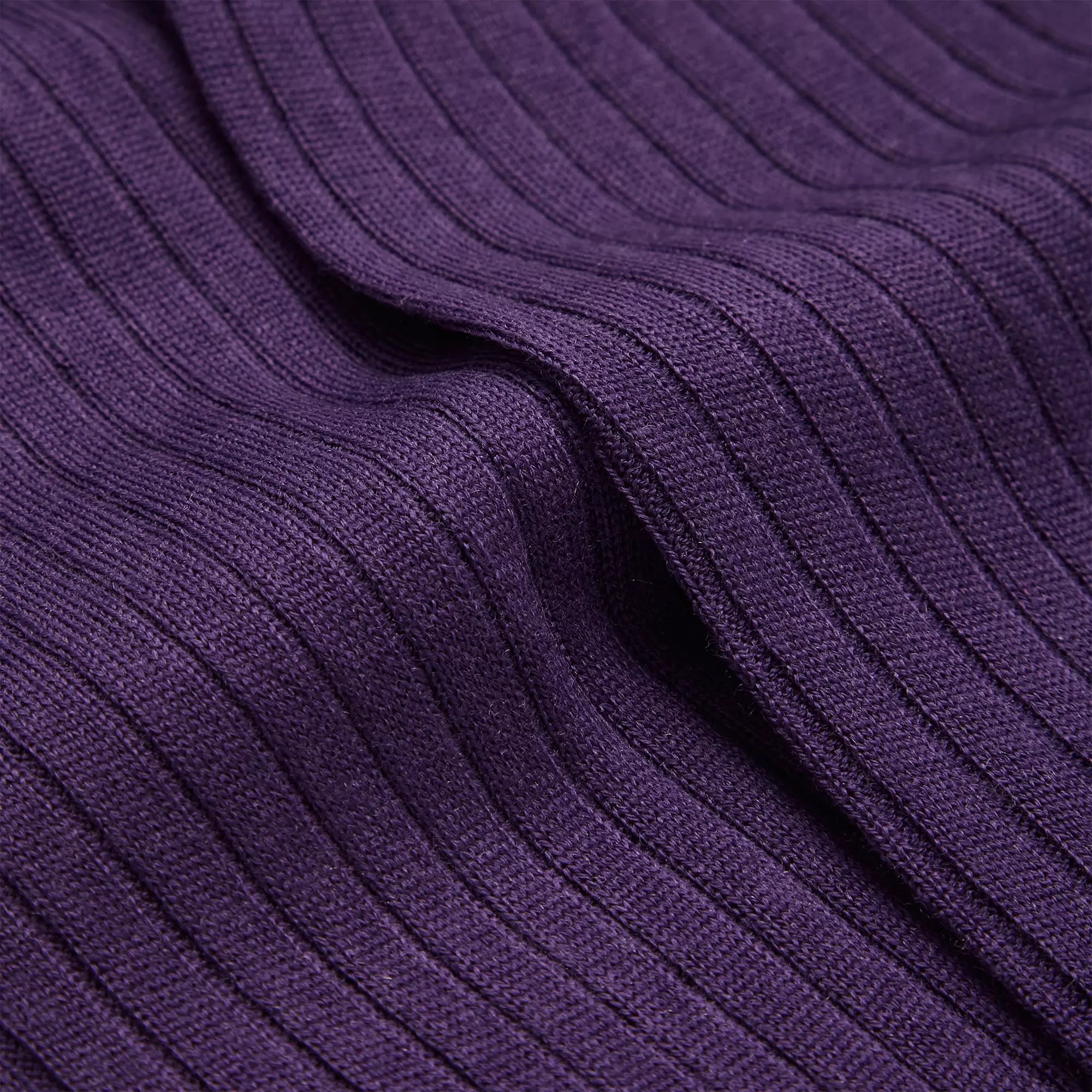 Purple Mid Length Ribbed Merino Wool Socks