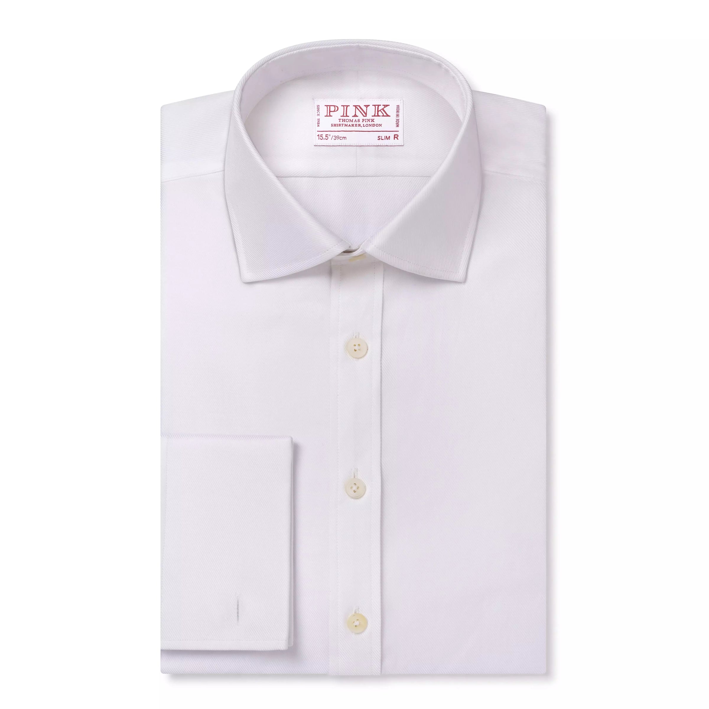 White Slim Fit Double Cuff Royal Twill Formal Shirt