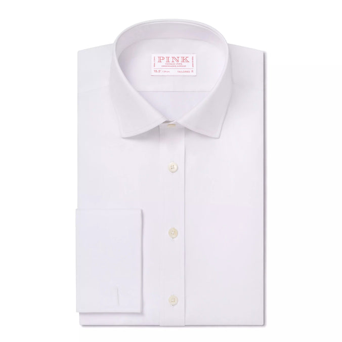 White Tailored Fit Double Cuff Poplin Formal Shirt