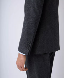 Charcoal Grey Tailored Fit Melange Merino Wool Jacket