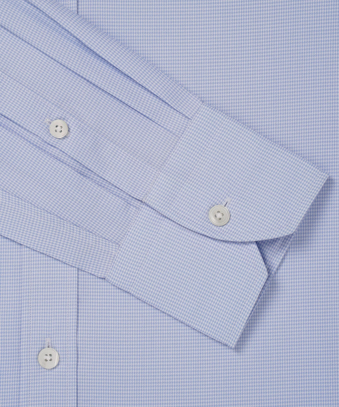 Blue & White Tailored Fit Formal Micro Puppytooth Shirt