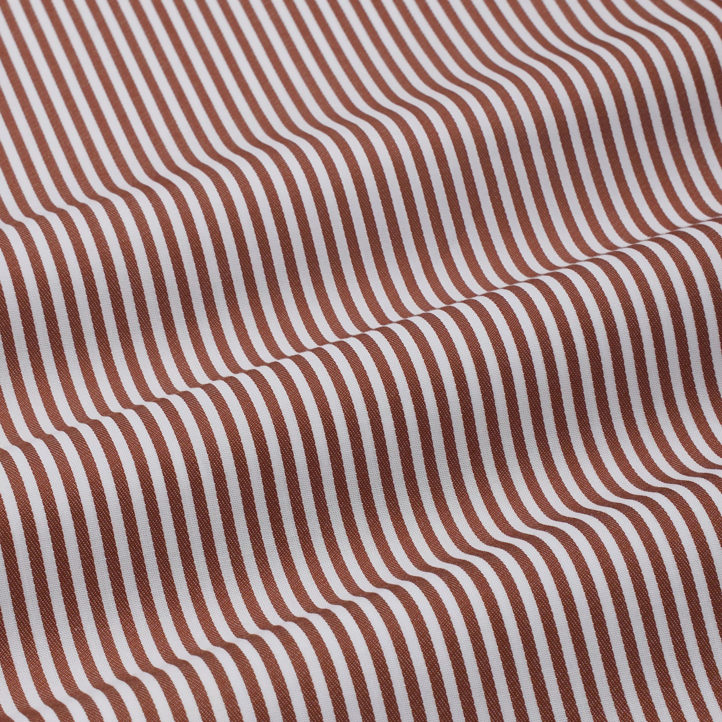 Brown & White Tailored Fit Capri Stripe Shirt Formal Shirt