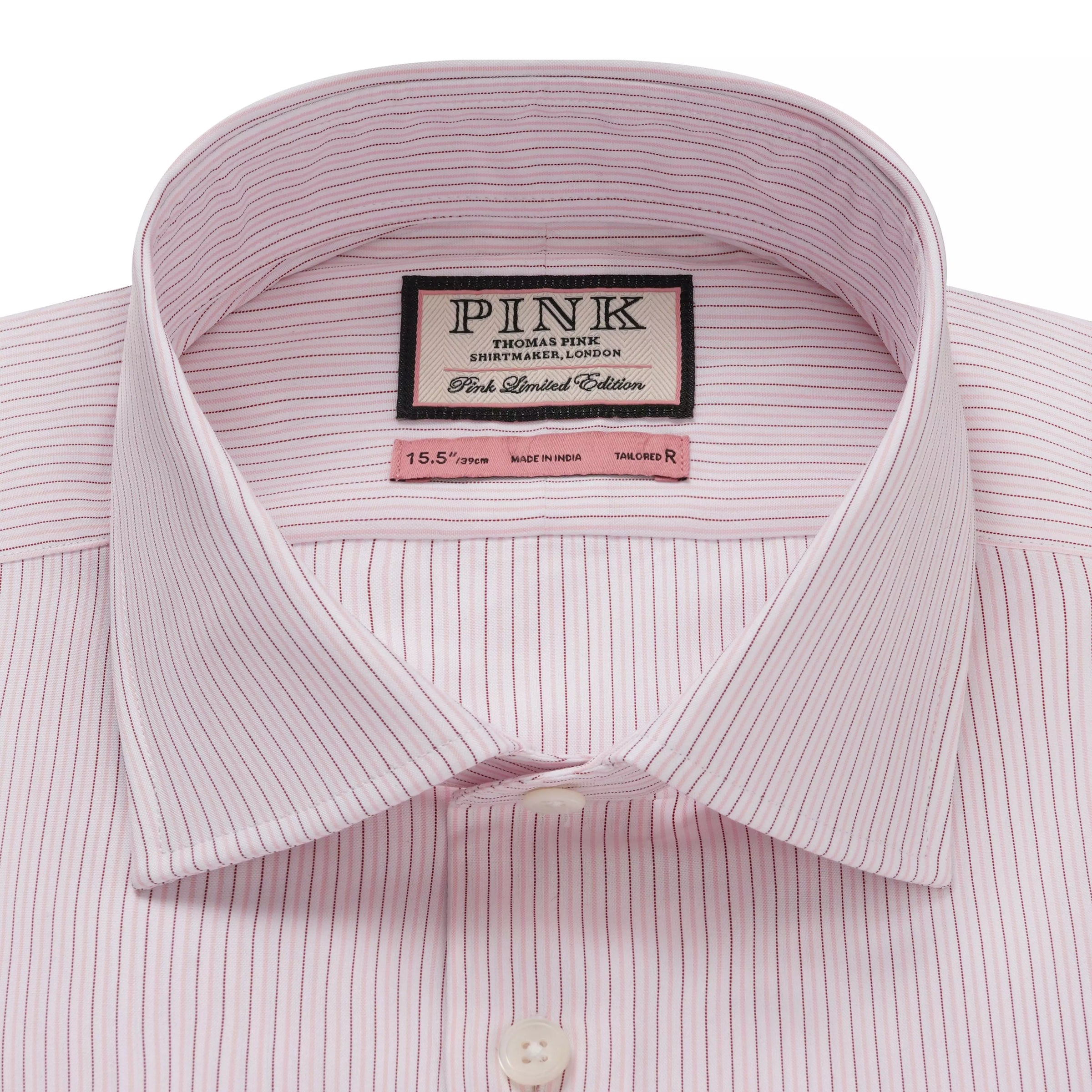 Pale Pink & White Tailored Fit Formal Fine Vintage Stripe Shirt