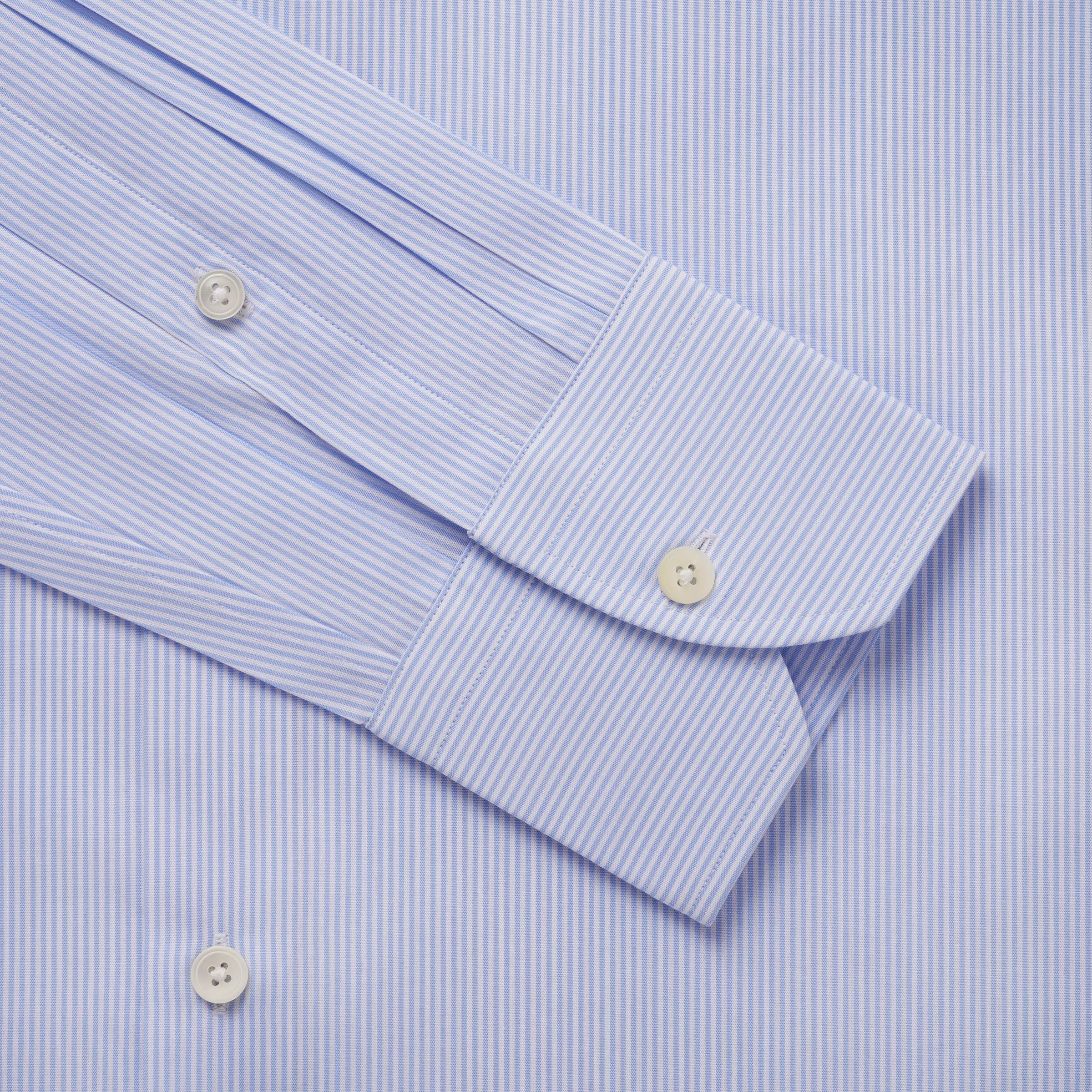 Sapphire Blue & White Slim Fit Panama Thin Stripe Formal Shirt