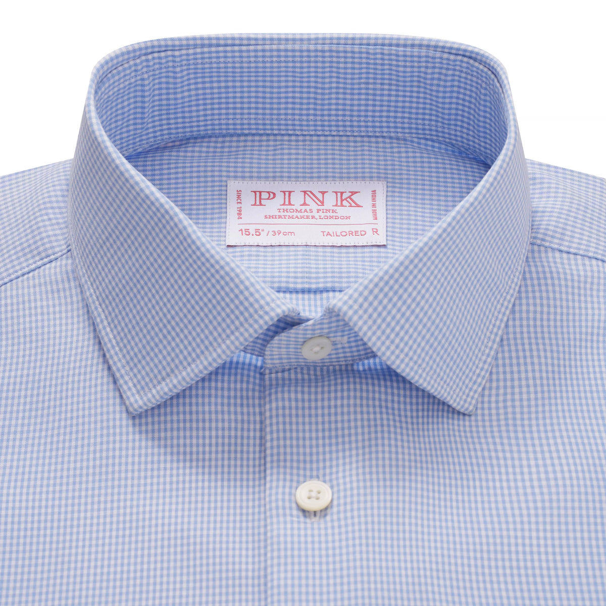 Blue & White Tailored Fit Formal Mini Check Shirt