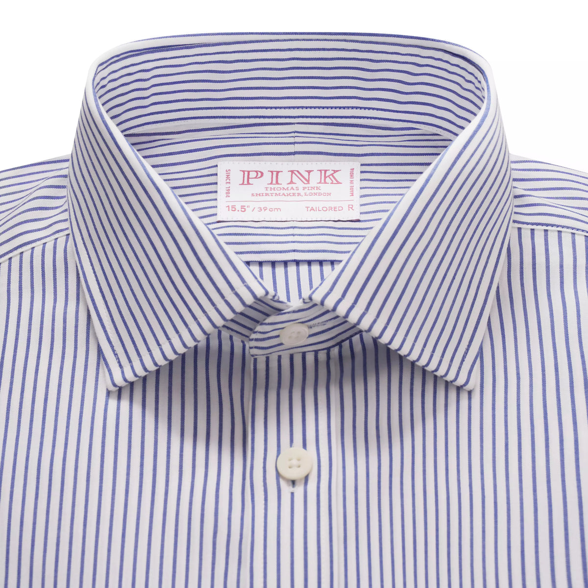 Deep Blue & White Tailored Fit Panama Medium Stripe Formal Shirt