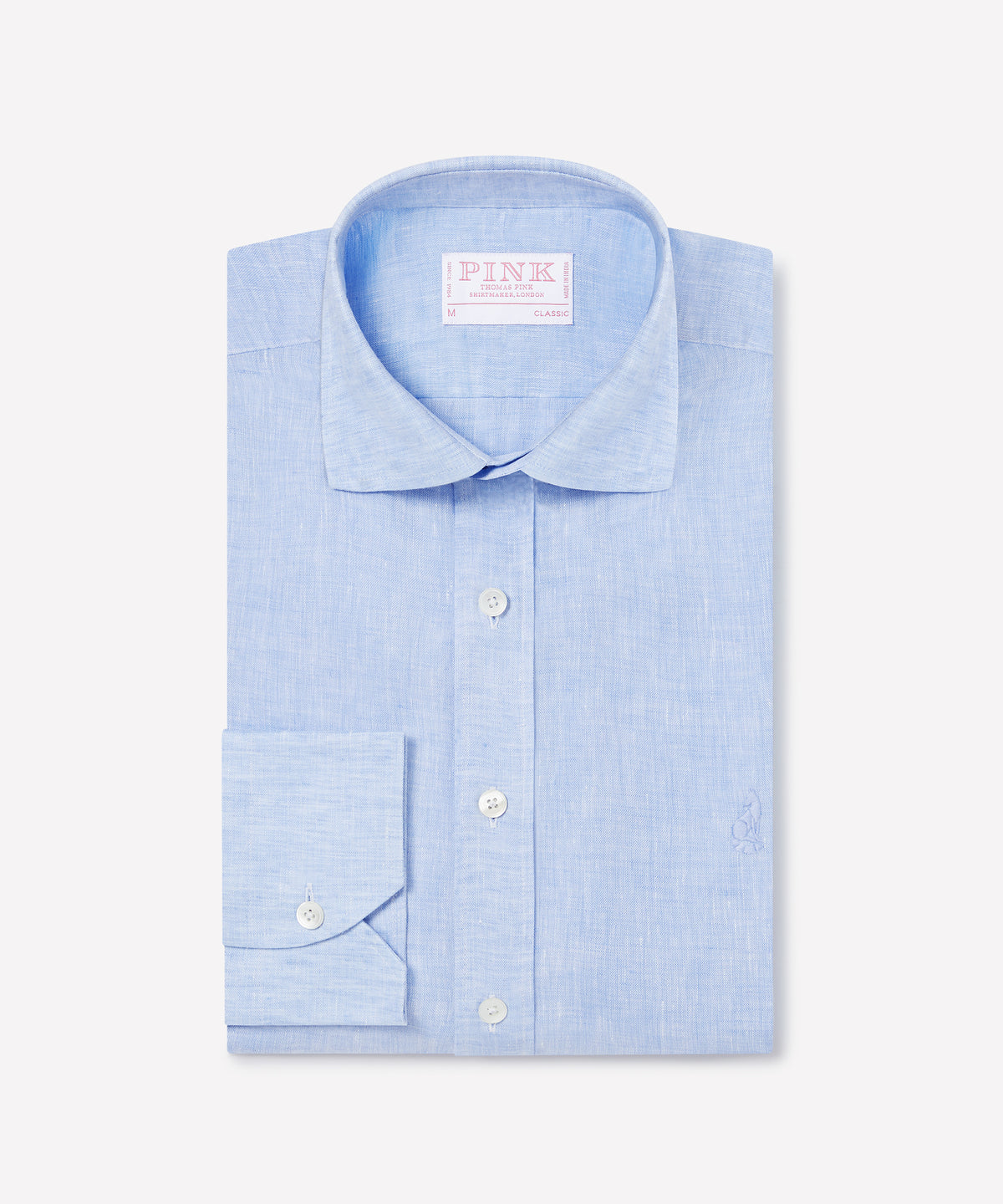 Pale Blue Classic Fit Essential Linen Smart Casual Shirt