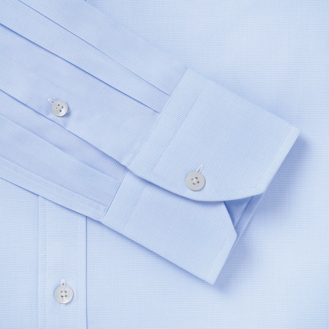 Pale Blue & White Slim Fit Puppytooth Formal Shirt